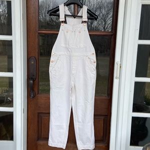 Free Prople White Denim Overalls Jumpsuit